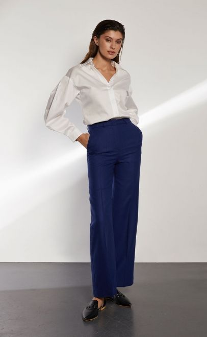 Брюки прямые женские синий (13005-3) фото