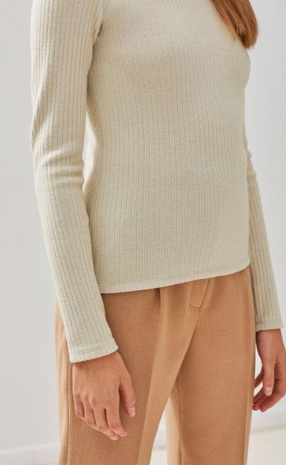 Лонгслив женский холодный бежевый (51991-5) фото