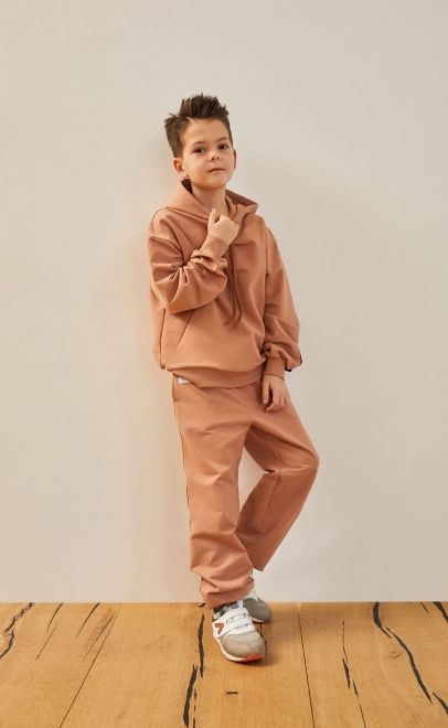 Толстовка для мальчика с капюшоном миндальный (30451-6) фото