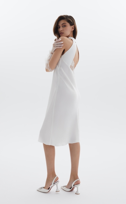 Сорочка женская из вискозы с кружевом белая лилия (61799-1) фото