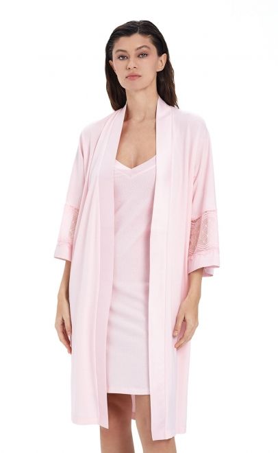 Сорочка женская с кружевом светло-розовый (52109) фото