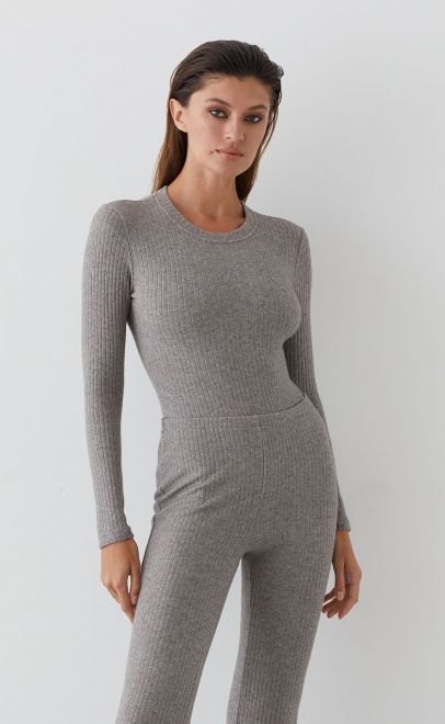 Лонгслив женский серый (51991-4) фото