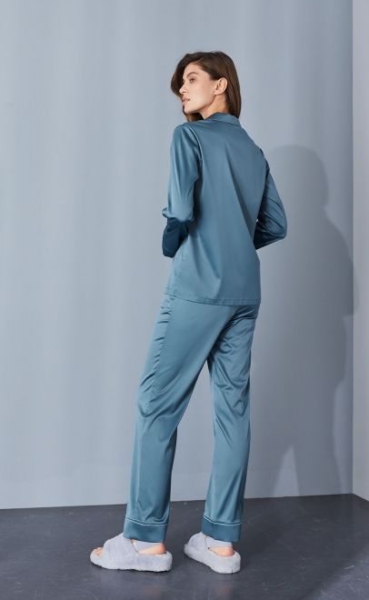 Пижама с брюками тёмный изумруд (60544-1+60545-1) фото