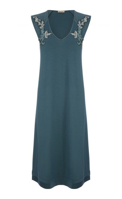 Сорочка женская с декором тёмный изумруд (51983) фото