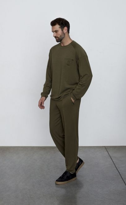 Брюки мужские  оливково-зелёный (30584-1) фото
