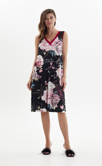 Сорочка женская из вискозы бордовые пионы (52041) фото