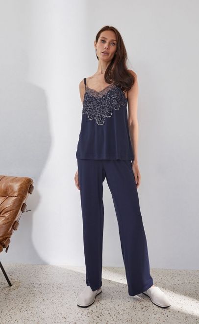 Брюки пижамные тёмно-синий (51961-2) фото