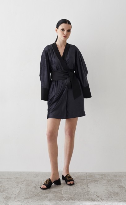 Халат домашний женский чёрный (20452-2) фото