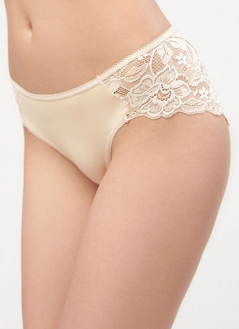 Трусики слип из хлопка с кружевом фото