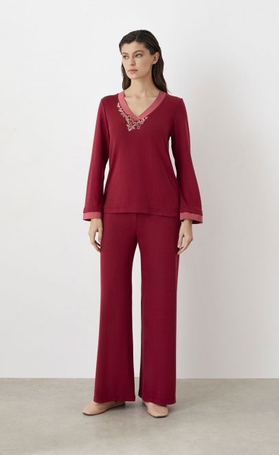 Костюм домашний женский бордовый (30489-1) фото