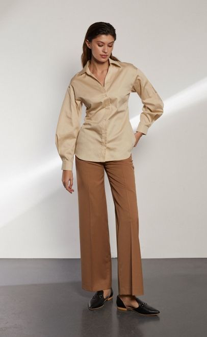 Брюки прямые женские бежевый (13006) фото