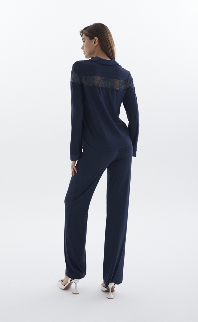Пижама с брюками из вискозы полуночный синий (52019-1) фото