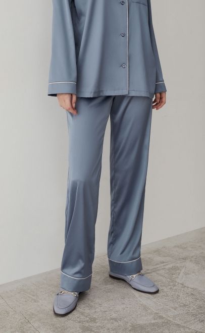 Пижама с брюками женская голубой стальной (61889-5) фото