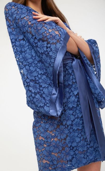 Кружевное кимоно синий (54084-7) фото