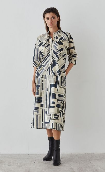 Платье женское бежевый/серый (55453-5) фото