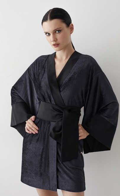 Халат домашний женский чёрный (20452-2) фото