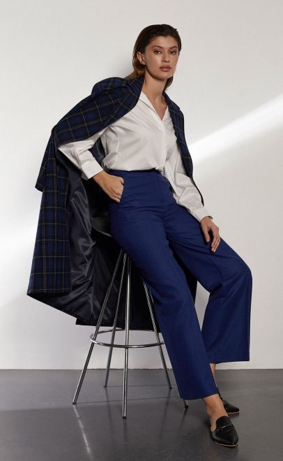 Брюки прямые женские синий (13005-3) фото
