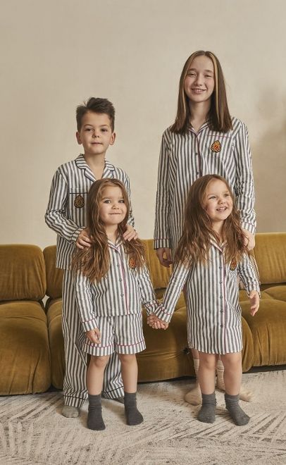 Пижама для девочки с шортами из хлопка сине-белый (55377+55373) фото
