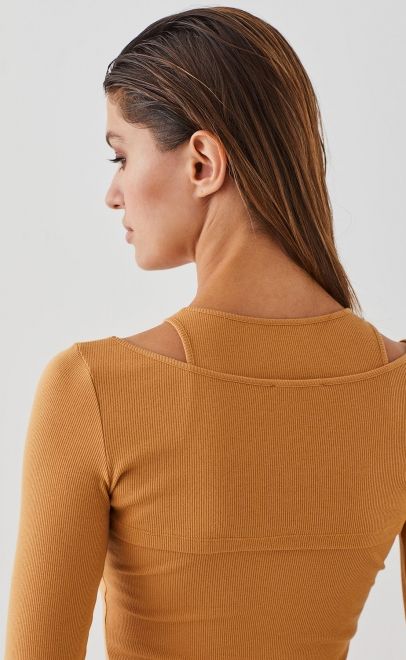 Топ женский&nbsp;&nbsp;из хлопка бледно-золотой (61877-2) фото