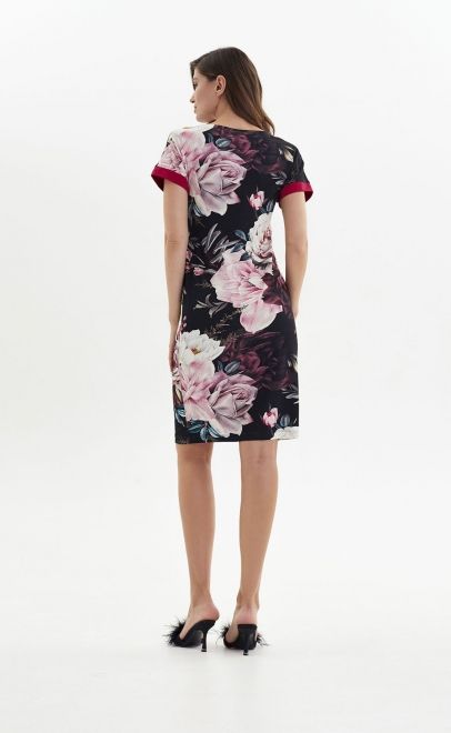 Туника домашняя из вискозы бордовые пионы (52044) фото