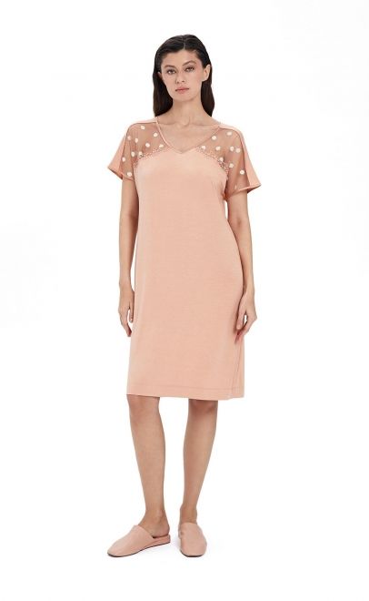 Сорочка из вискозы с кружевом античная роза (52105) фото