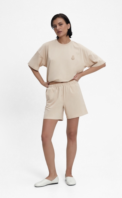 Пижама с шортами женская бежевый (55512-7) фото