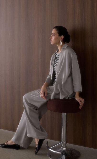 Костюм с брюками женский светло-серый (62114-1) фото