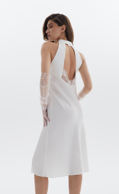 Сорочка женская из вискозы с кружевом белая лилия (61799-1) фото