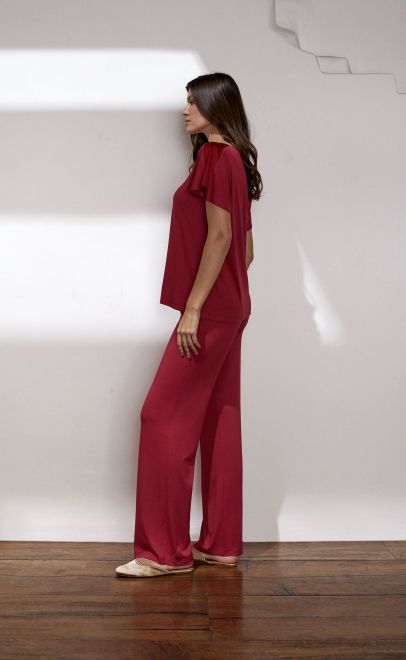 Пижама с брюками женская вишневый (62123-2) фото