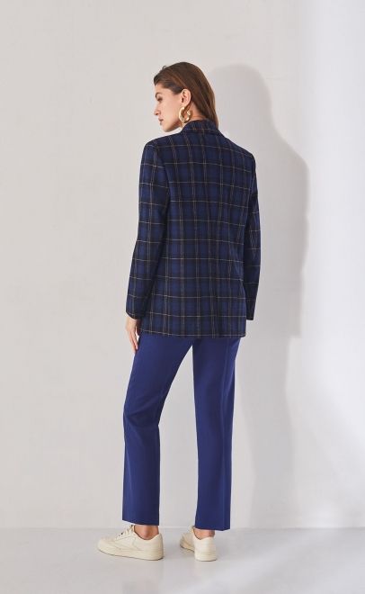 Брюки прямые без пояса женские синий (13007-3) фото