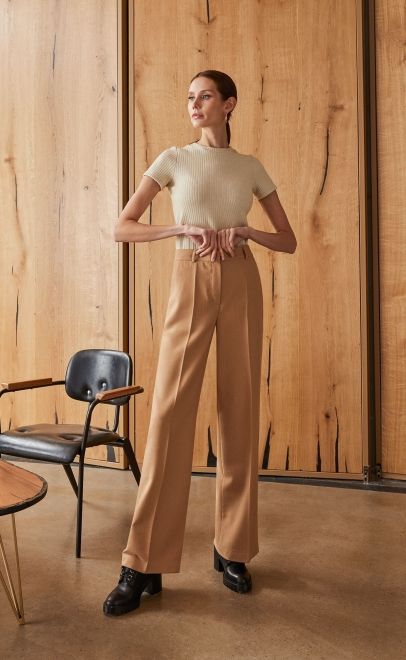 Брюки прямые женские бежевый (13005-1) фото