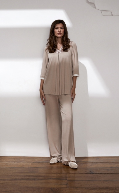 Пижама с брюками из вискозы с кружевом  (51840-2+51888-2) фото