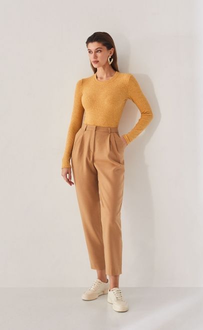 Брюки-бананы женские бежевый (13003-1) фото