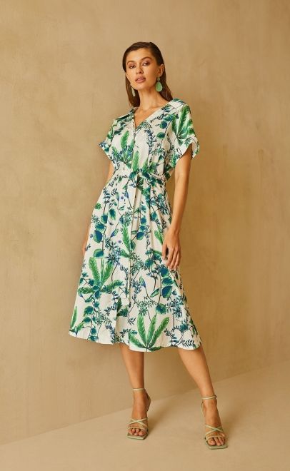 Платье летнее женское бело-зелёный (55419) фото