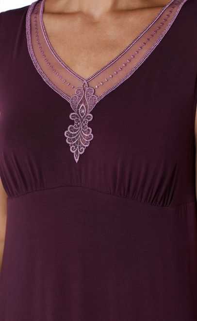 Сорочка женская с кружевом сливовый (56227-2) фото