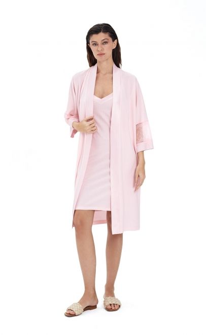 Сорочка женская с кружевом светло-розовый (52109) фото