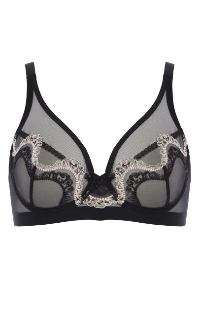 Бюстгальтер с кружевной чашкой чёрно-золотой (L35-211-2) фото