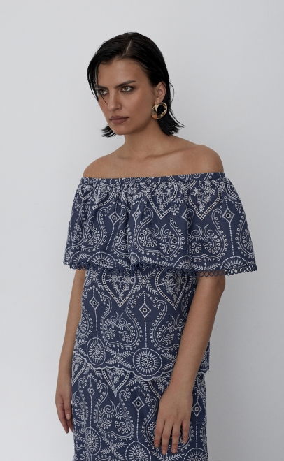 Топ женский тёмно-синий/белый (55474-3) фото