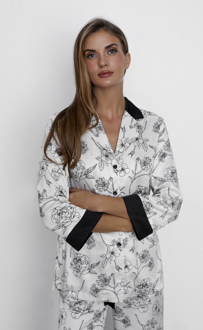 Пижама с брюками женская молочный (60613) фото