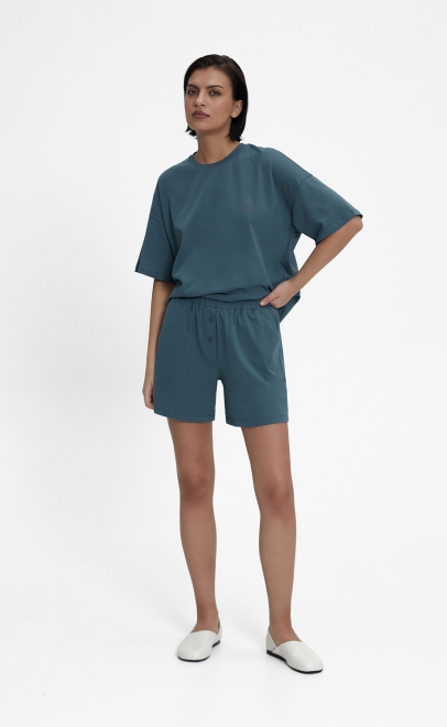 Пижама с шортами женская зелёный (55512-4) фото