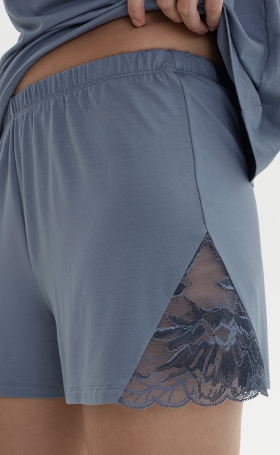 Пижама с шортами женская голубой стальной (52105-3) фото