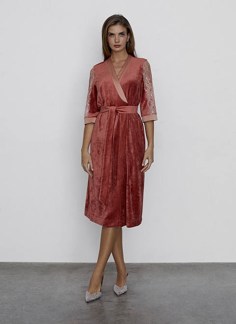 Халат домашний с кружевом фото