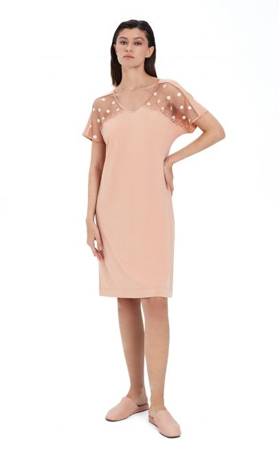 Сорочка из вискозы с кружевом античная роза (52105) фото