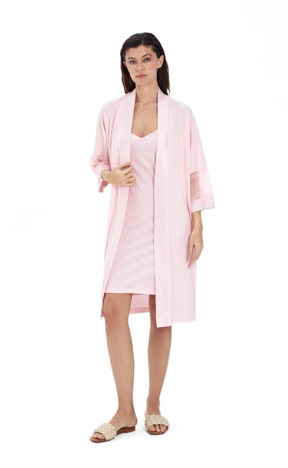 Сорочка женская с кружевом светло-розовый (52109) фото