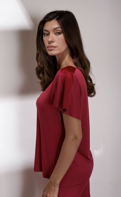 Пижама с брюками женская вишневый (62123-2) фото