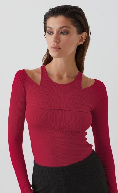 Топ женский из хлопка пурпурно-красный (61877-3) фото