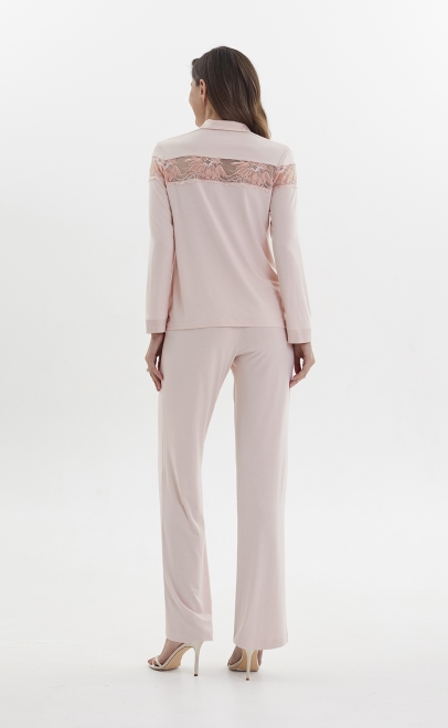 Пижама с брюками из вискозы пудренный (52019-4) фото