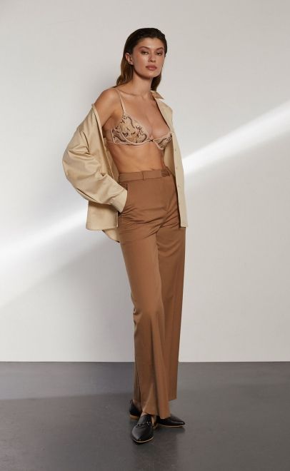 Брюки прямые женские бежевый (13006) фото