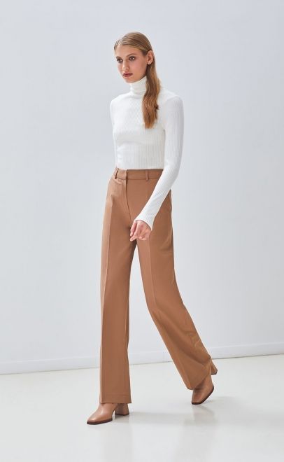 Брюки прямые женские бежевый (13006) фото