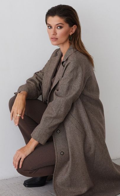 Пальто женское бежевый (13009-1) фото